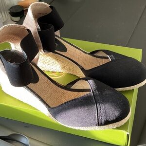 Black Espadrille Wedge Sandals